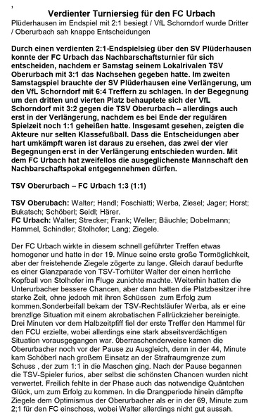 Nachbarschaftsturnier beim TSV Oberurbach 10.06.-11.06.1967 Seite 1
