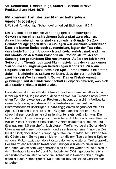 VfL Schorndorf I. Amateurliga Saison 1975_76 Vlf Schorndorf FC Eislingen 16.08.1975 Seite 1.jpg