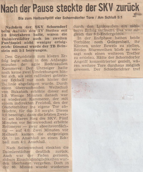SKV Schorndorf B-Klasse Saison 1968_69 SKV Schorndorf TB Beinstein 08.09.1968.jpg