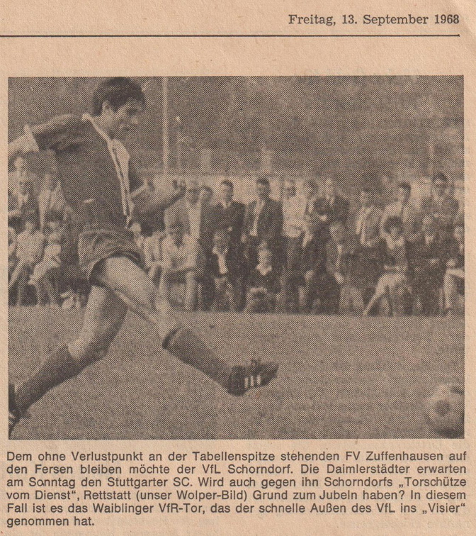 VfL Schorndorf II. Amateurliga Saison 1968 69 VfR Waiblingen Vfl Schorndorf 08.09.1968 Rettstatt