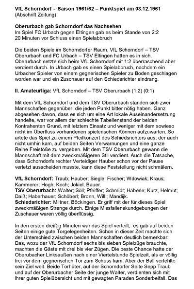 VfL Schorndorf Saison 1961 1962 VfL Schorndorf TSV Oberurbach 03.12.1961 Seite 1 ungeschnitten-001