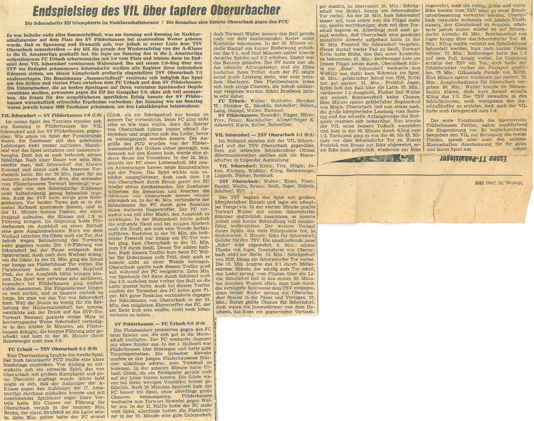 Nachbarschaftsturnier 22. und 23. Juin 1968 in Pluederhausen Zeitungsbericht