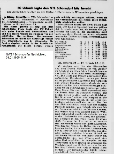 TSV Oberurbach A-Klasse Saison 1954_55 Spietlagag 02.01.1955 Zeitungsbericht.jpg