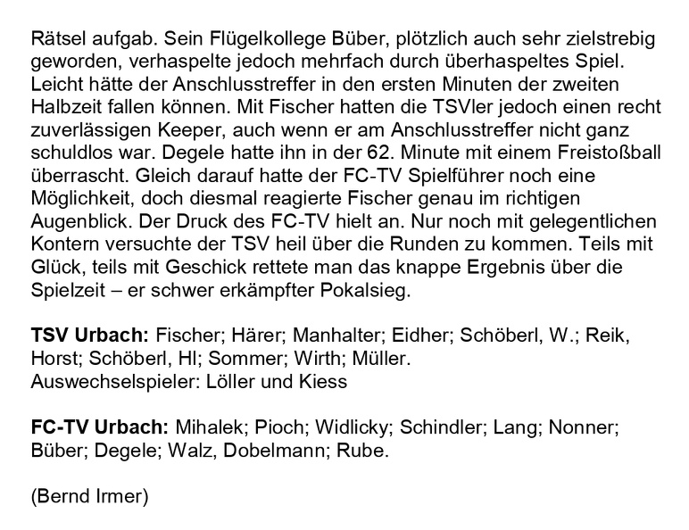 TSV Urbach Saison 1974_75 Bezirkspokal-Endspiel TSV Urbach FCTV Urbach am 29. Novermber 1974 Seite 2.jpg