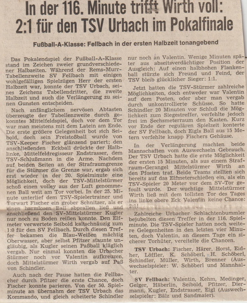 A-Klasse Pokalendspiel 1974 SV Fellbach TSV Urbach Spielbericht.jpg