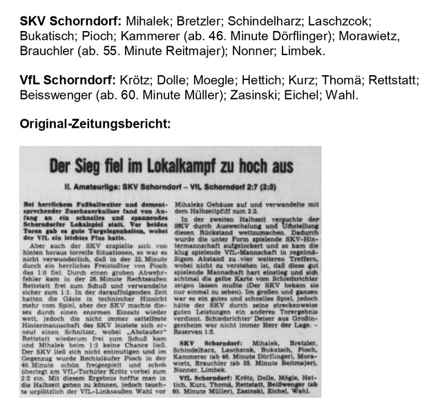 VfL Schorndorf II. Amateurliga Saison 1971 72 SKV Schorndorf VfL Schorndorf 09.04.1972 Seite 2