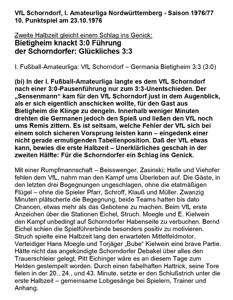VfL Schorndorf I. Amateurliga Saison 1976_77 VfL Schorndorf Germania Bietigheim Abschrift Bericht Spieltag 23.10.1976 Seite 1.jpg