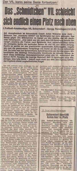 VfL Schorndorf I. Amateurliga Saison 1976_77 VfL Schorndorf SpVgg Renningen Original Bericht.jpg