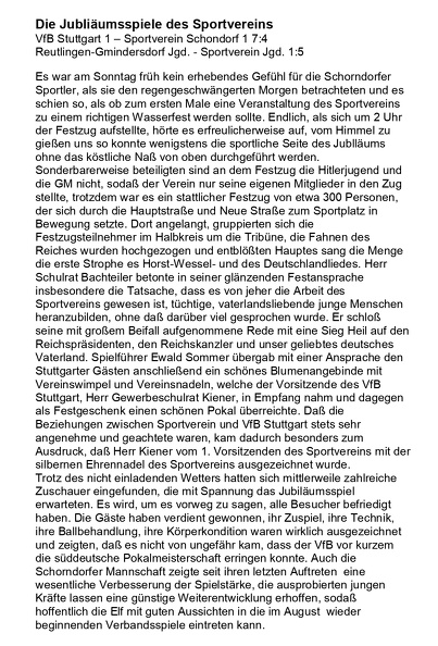 VfL Schorndorf 30jaehriges Jubilaeum 1933 Zeitungsbericht vom Juni 1933 Seite 1.jpg