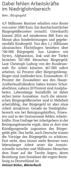 Leserbrief Buergergeld 07.12.2023