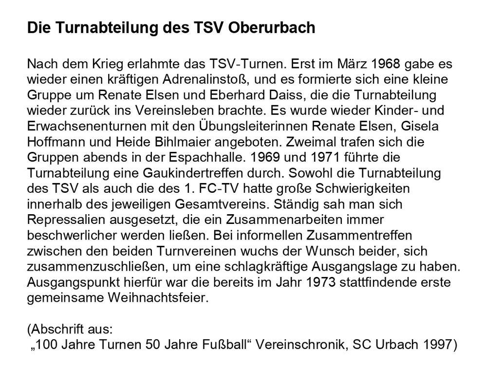 Turnabteilung des TSV Oberurbach