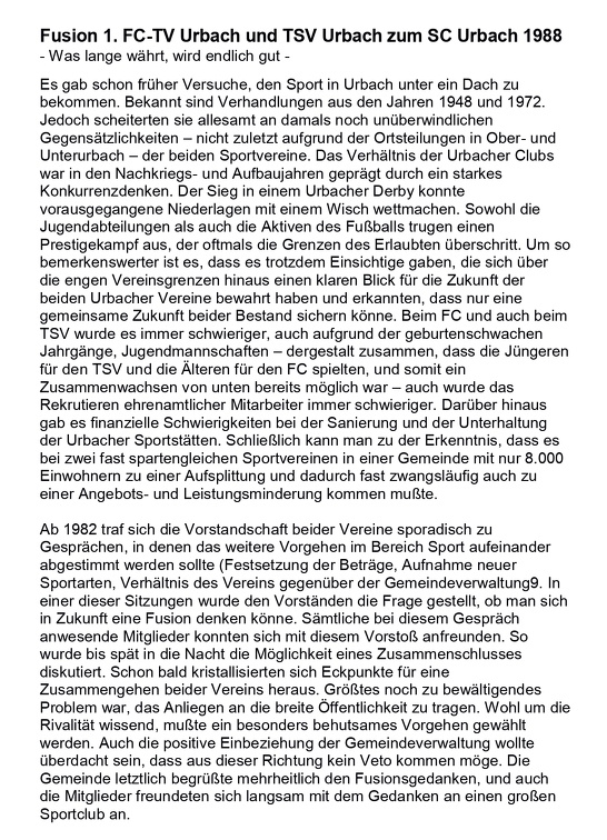 SC Urbach Fusion 1. FC-TV Urbach und TSV Urbach 1988 bis Saison 1990 91 Seite 1
