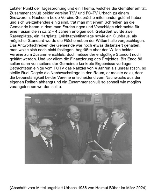 Hauptversammlung des 1. FC-TV Urbach am 25. April 1986 Seite 2