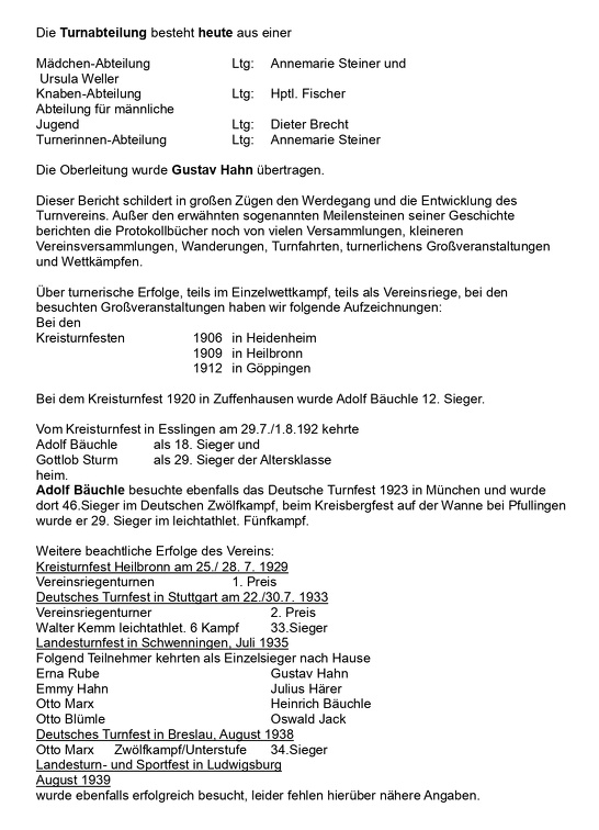 Turnverein Unterurbach 60jaehriges Jubilaeum 1957 Mitteilungsblatt Seite 5
