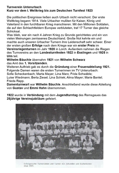 Turnverein Unterurbach Kurz vor dem Ersten Weltkrieg bis zum Deutschen Turnfest 1923 Seite 1.jpg