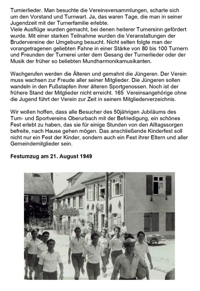 TSV Oberurbach Festschrift 50 Vereinsjubilaeum 1949 Seite 8
