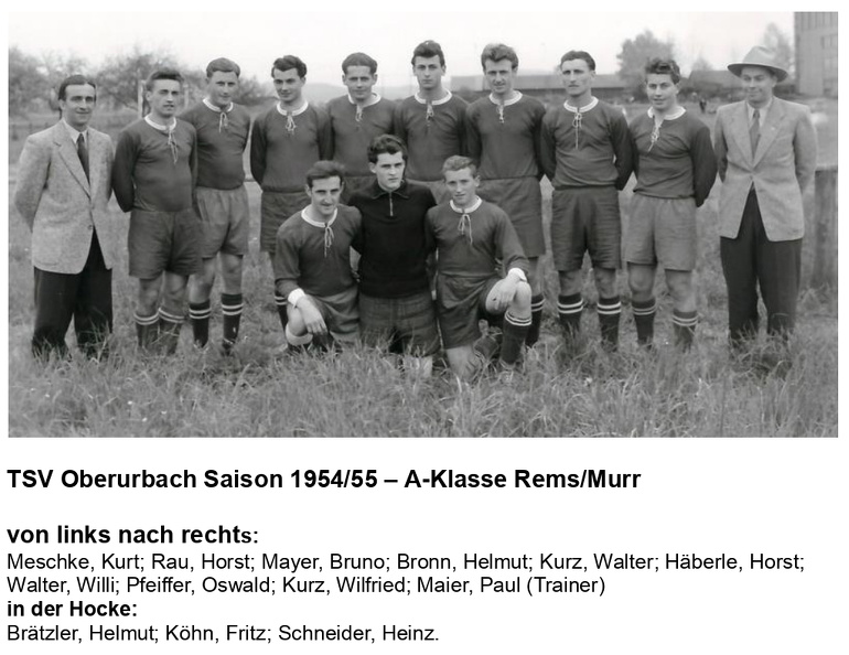 TSV Oberurbach Saison 1954 1955 Mannschaftsfoto Trainer Paul Maier.jpg