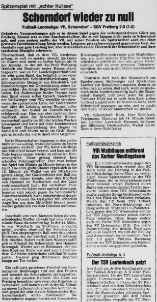 VfL Schorndorf Landesliga Saison 1981_82 5. Spieltag VfL Schorndorf SGV Freiberg 06.09.1981 Zeitungsbericht.jpg