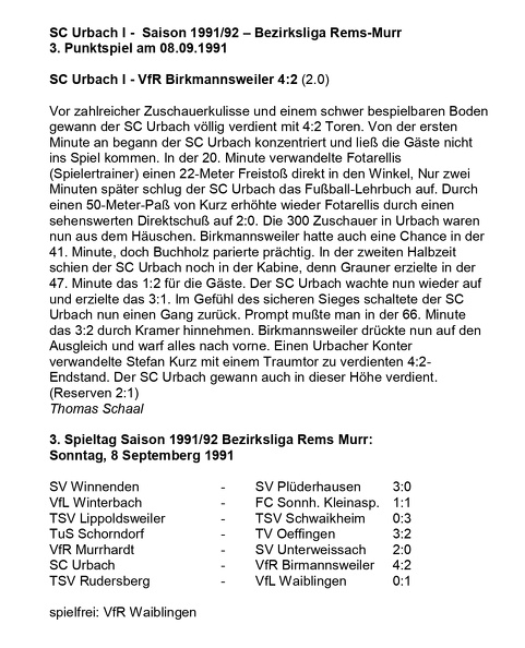 SC Urbach Saison 1991_92 3. Punktspiel SC Urbach VfR Birkmannsweiler 08.09.1991.jpg