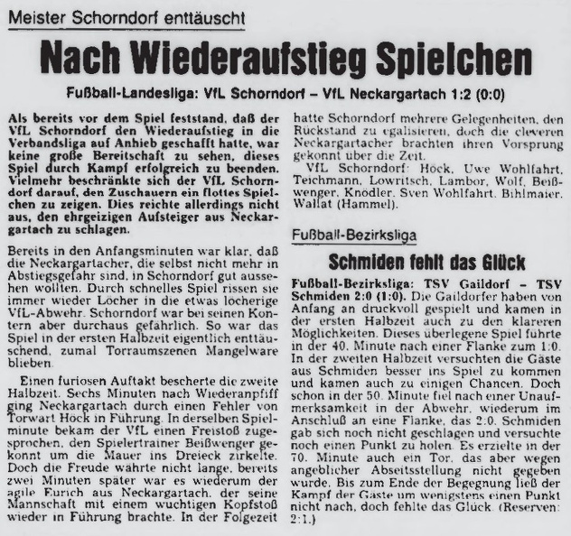 VfL Schorndorf Landesliga Saison 1981_82 32. Punktspiel VfL Schorndorf VfL Neckargartach 09.05.1982 Spielbericht.jpg