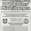 SC Urbach Saison 1991 92 Gastspiel Eintracht Frankfurt 29.05.1992