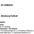 SC Urbach I Bezirksliga Saison 2025 2026 Spieltag 26.10.2025 Teil 11