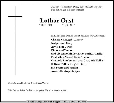 Gast Lothar 1928 2017 Todesanzeige