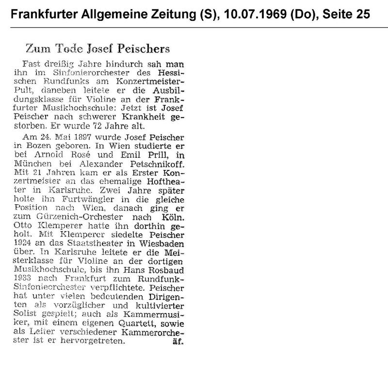 Peischel Josef Nachruf FAZ 10.07.1969