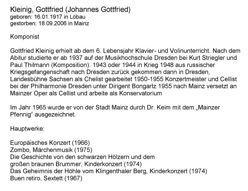 Kleinig Gottfried 1917 2006 Kurzbiographie