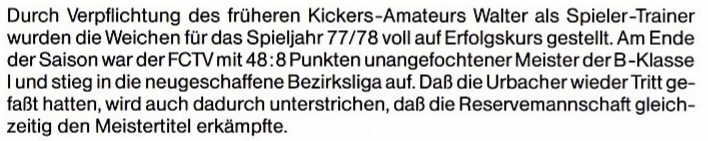 FCTV Urbach Spielzeit 1977 1978