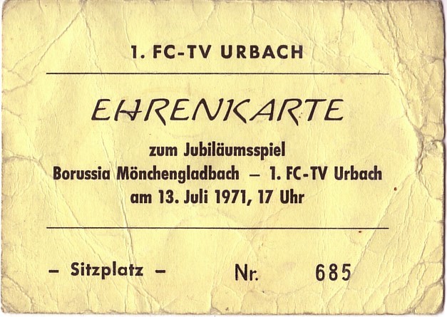 Eintrittskarte Gladbach 1971