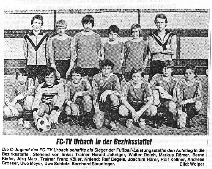 FCTV Urbach C-Jugend Meister Saison 1978 79
