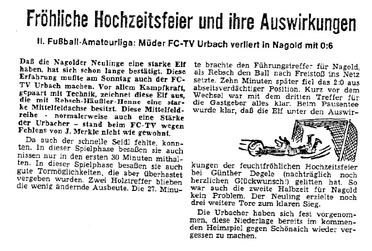 VfL Nagold FCTV Urbach Saison 1972 73 14.03.1973