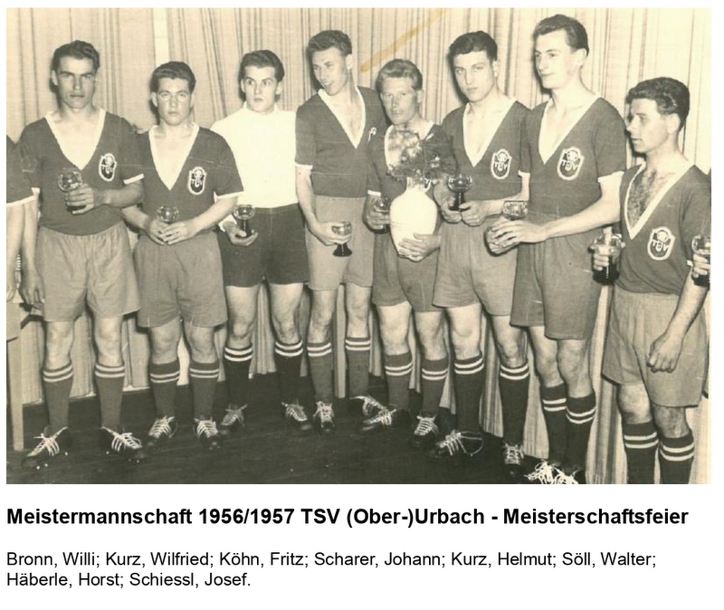 TSV Urbach Meistermannschaft 1956 1957 mit Namen