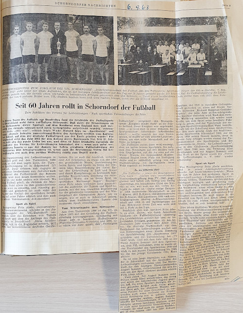 VfL Schorndorf 60jaehriges Jubilaeum 1963 Zeitungsartikel